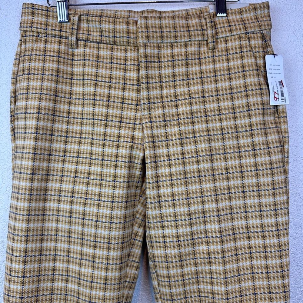 NWT Liverpool Yellow Plaid Trousers Womens Size 4 Rockabilly Pin Up Goth Retro - Picture 2 of 11